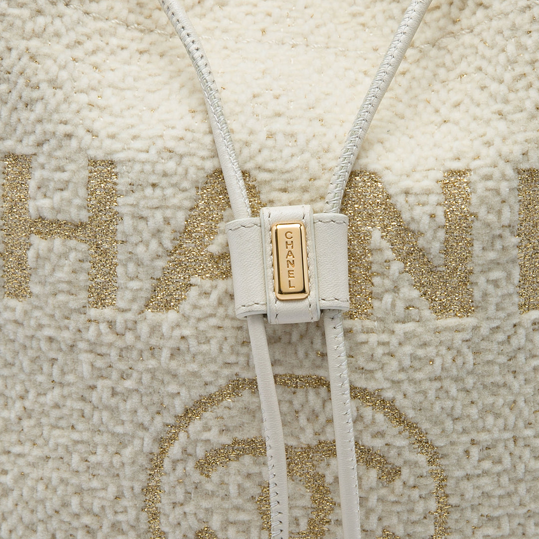 Chanel Deauville Sac à cordon seau Petit Tweed Blanc – vue 5 – GABY PARIS