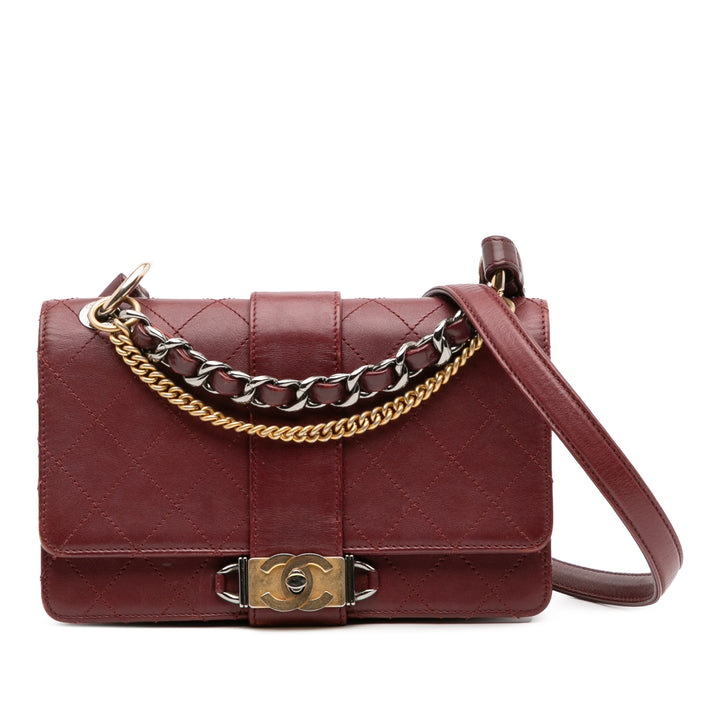Chanel CC Surpiqué Chaîne à rabat Cuir de veau