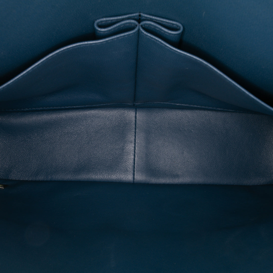 Jumbo Classic Lambskin Double Flap Blue - Gaby Paris