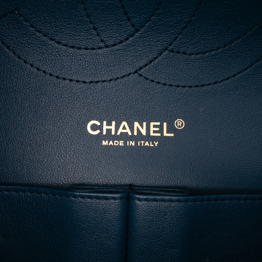 Jumbo Classic Lambskin Double Flap Blue - Gaby Paris