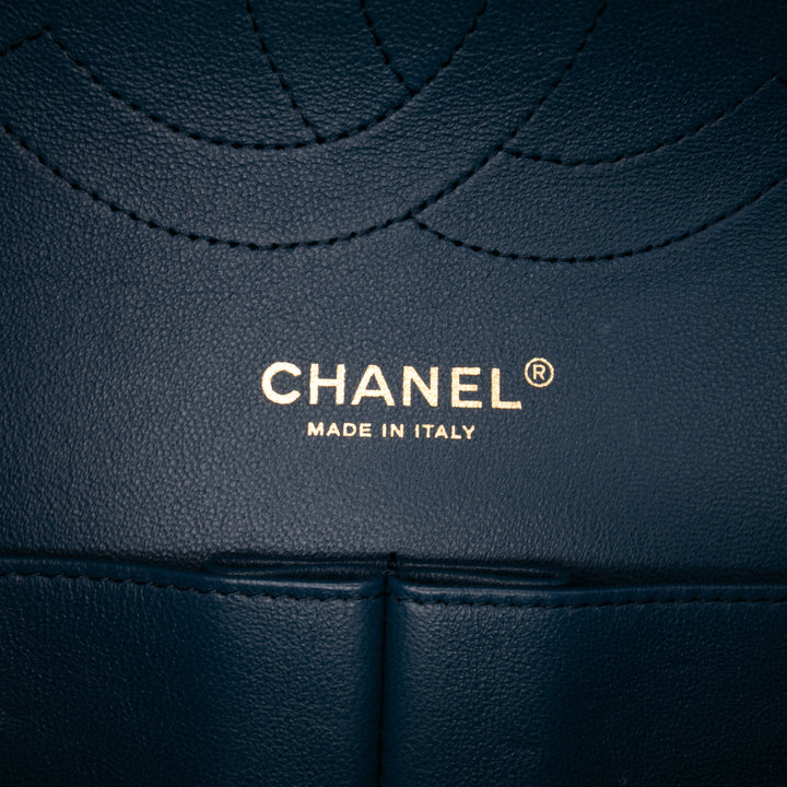 Jumbo Classic Lambskin Double Flap Blue - Gaby Paris