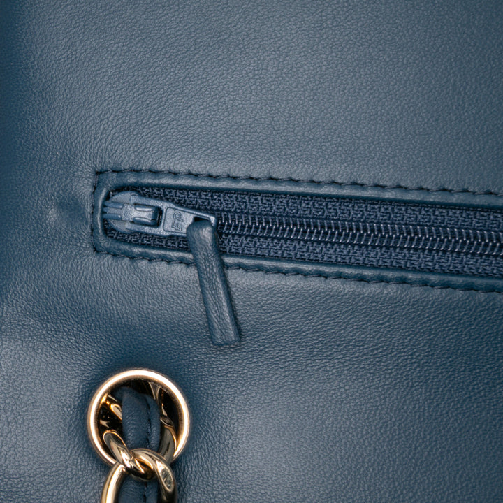 Jumbo Classic Lambskin Double Flap Blue - Gaby Paris
