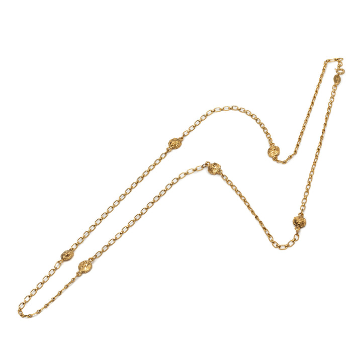 Chanel CC plaqué Lion Head Station Chaîne Long Collier Métal