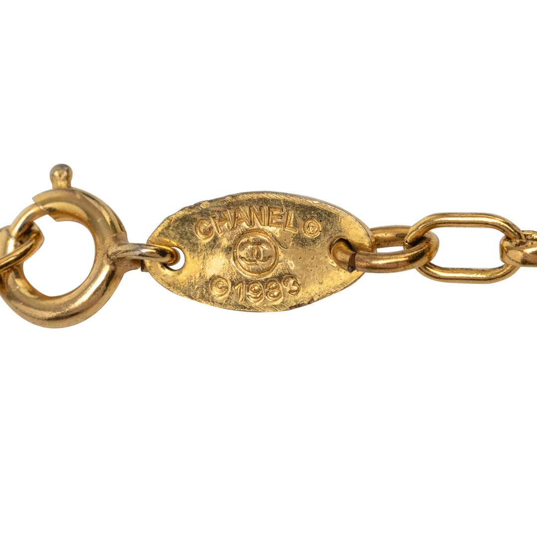 Chanel CC plaqué Lion Head Station Chaîne Long Collier Métal