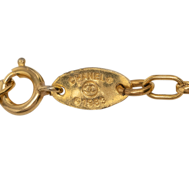 Chanel CC plaqué Lion Head Station Chaîne Long Collier Métal