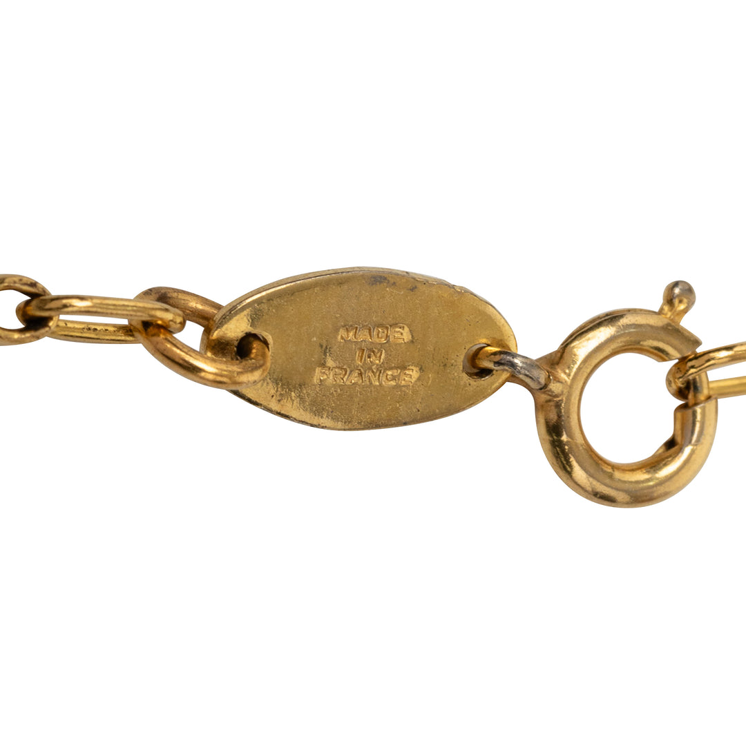 Chanel CC plaqué Lion Head Station Chaîne Long Collier Métal