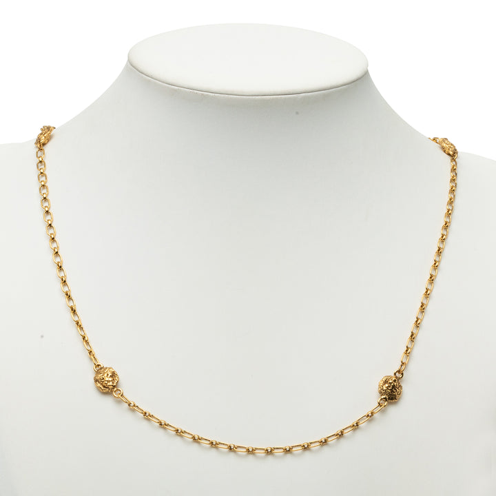 Chanel CC plaqué Lion Head Station Chaîne Long Collier Métal