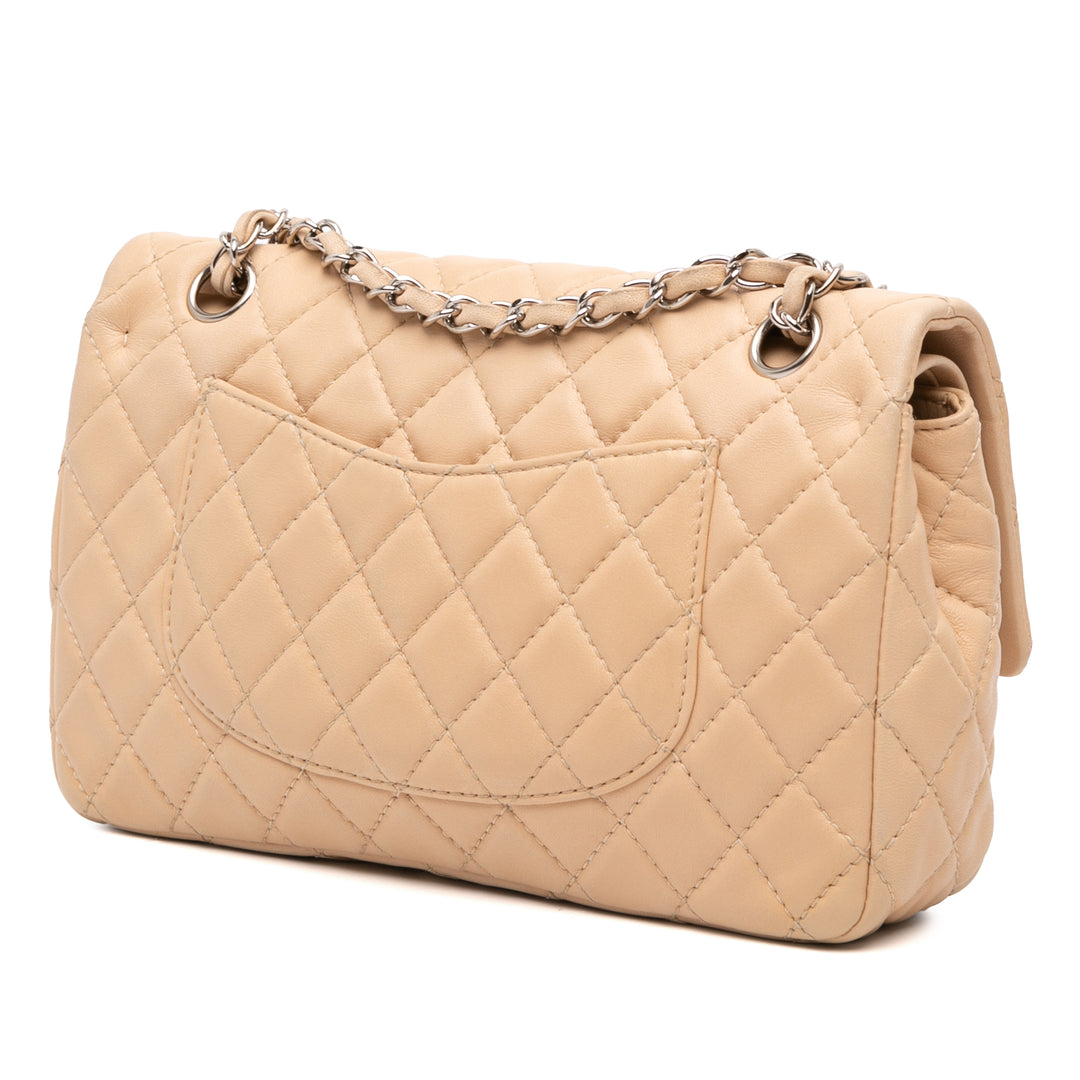 Chanel Medium Classic Cuir d’agneau Double rabat Marron