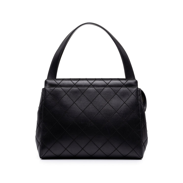Chanel CC Surpiqué Sac Cuir d'agneau Noir – vue principale – GABY PARIS