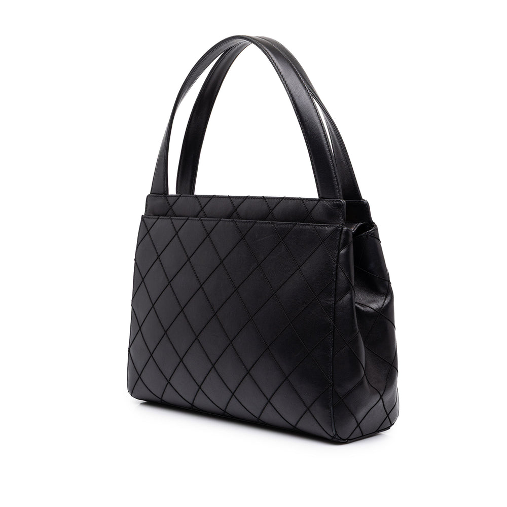 Chanel CC Surpiqué Sac Cuir d'agneau Noir – vue 2 – GABY PARIS