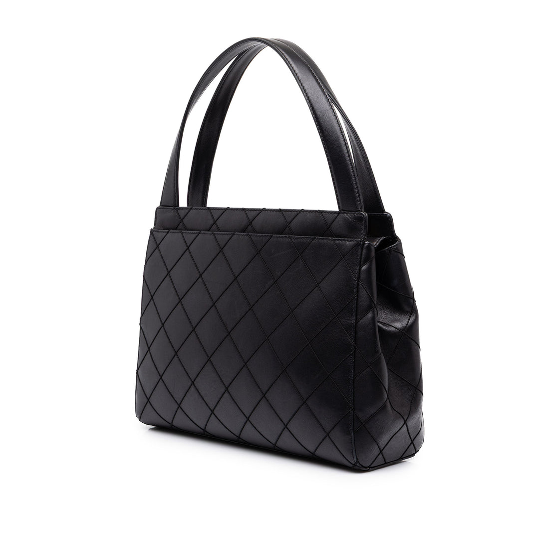 Chanel CC Surpiqué Sac Cuir d'agneau Noir – vue 2 – GABY PARIS