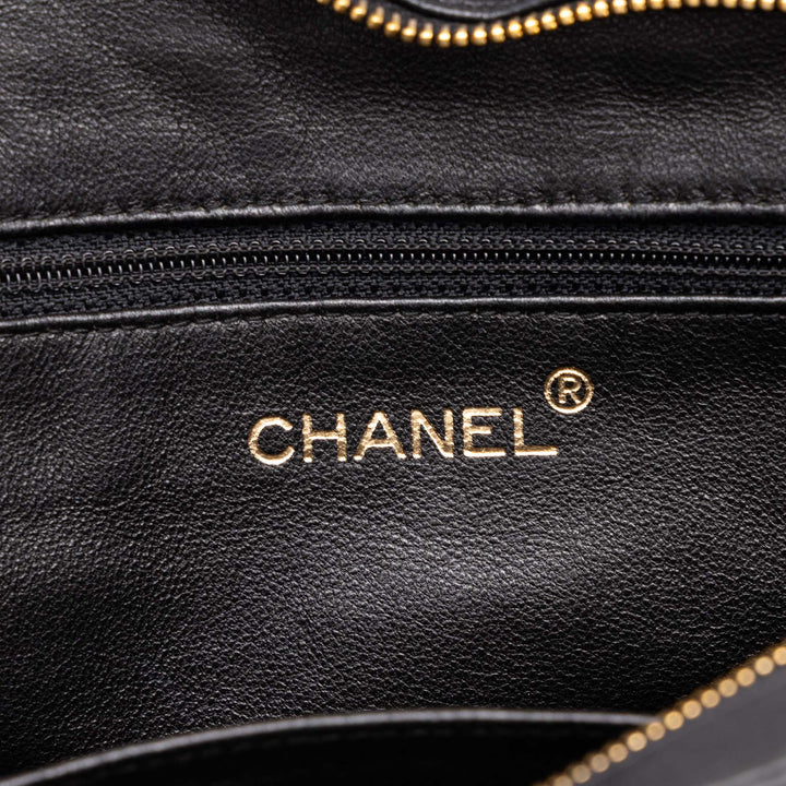 Chanel CC Surpiqué Sac Cuir d'agneau Noir – vue 5 – GABY PARIS