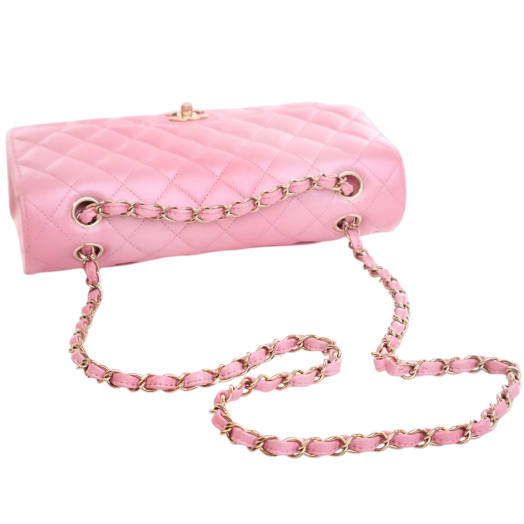 Chanel Medium Classic Iridescent Cuir d’agneau Double rabat Rose