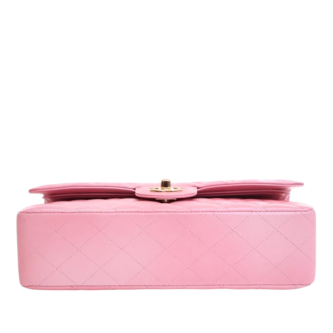 Chanel Medium Classic Iridescent Cuir d’agneau Double rabat Rose