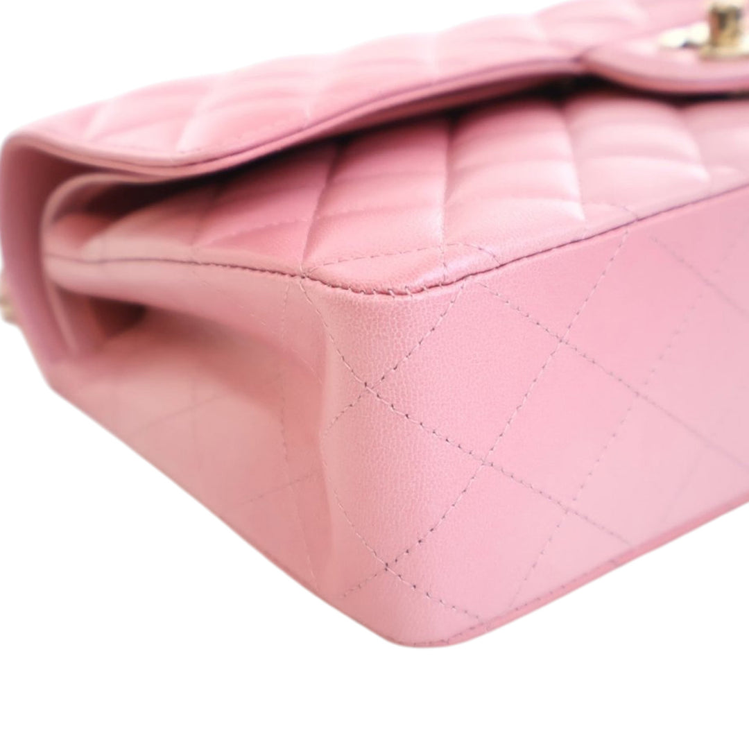 Chanel Medium Classic Iridescent Cuir d’agneau Double rabat Rose