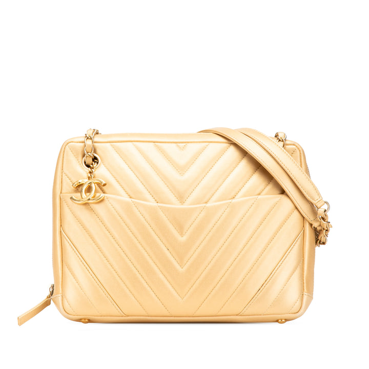 Chanel CC Chevron Cuir d’agneau Camera Sac bandoulière