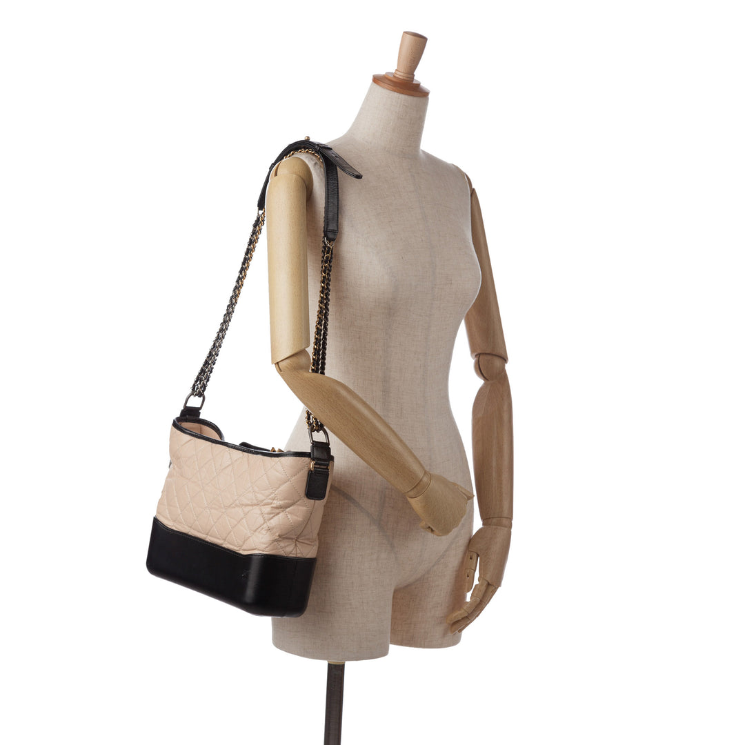 Medium Bicolor Lambskin Gabrielle Crossbody Brown - Gaby Paris