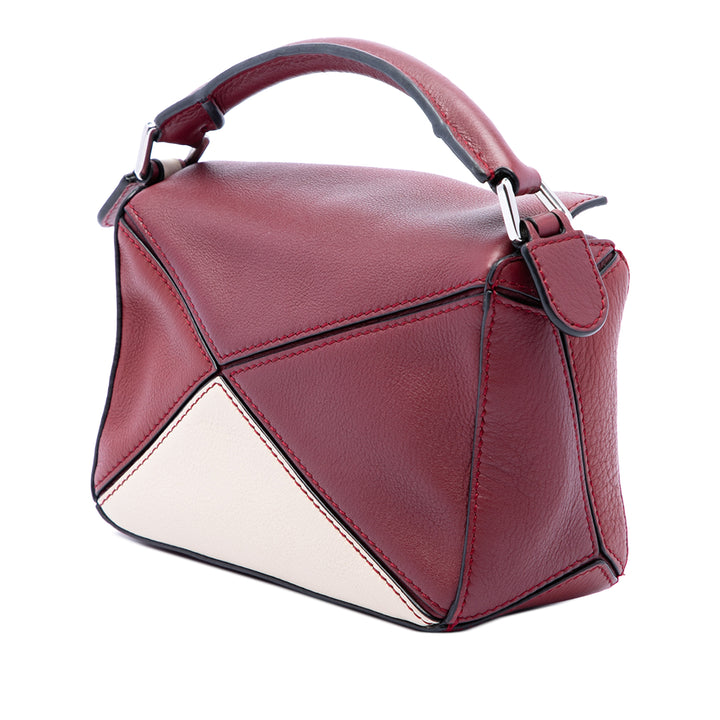 LOEWE Sac à main Bicolore Puzzle Mini Cuir de veau Rouge – vue 2 – GABY PARIS