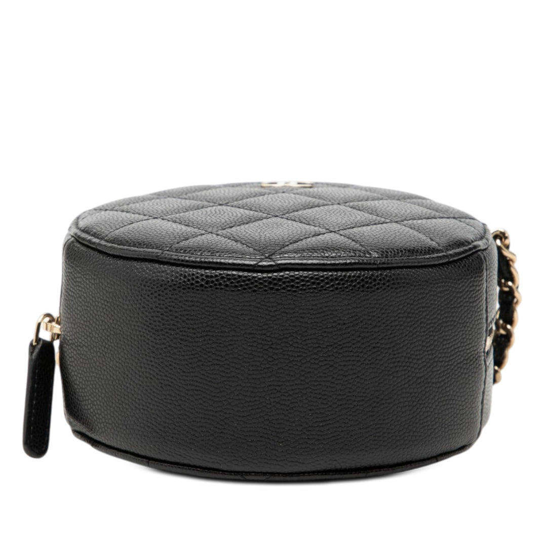 Chanel CC Matelassé Caviar Rond Pochette avec chaîne