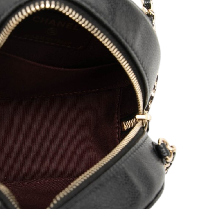 Chanel CC Matelassé Caviar Rond Pochette avec chaîne