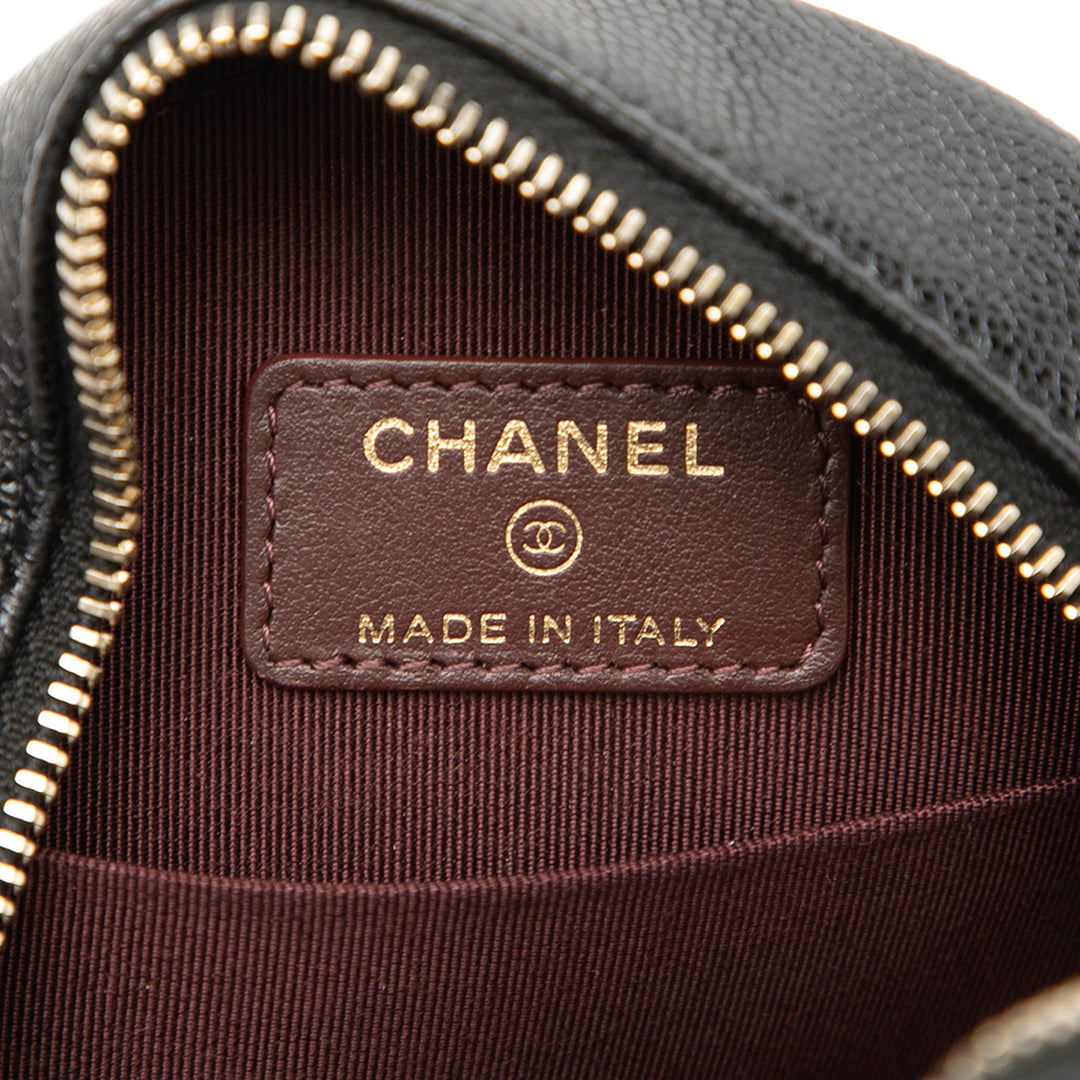 Chanel CC Matelassé Caviar Rond Pochette avec chaîne