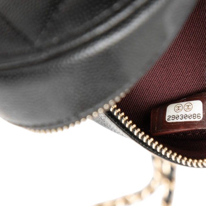 Chanel CC Matelassé Caviar Rond Pochette avec chaîne