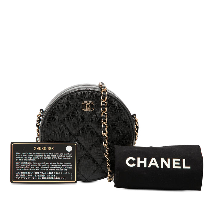 Chanel CC Matelassé Caviar Rond Pochette avec chaîne