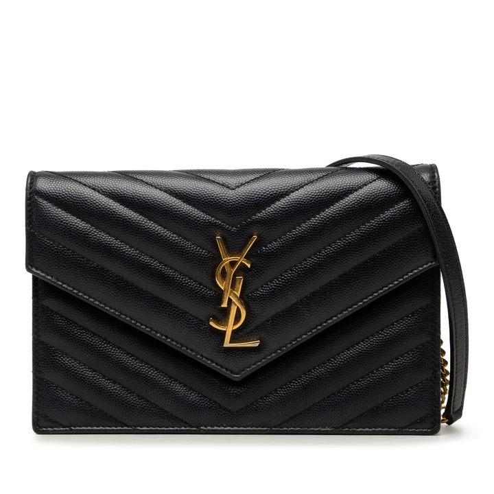Saint Laurent Grain De Poudre Cassandre Envelope Chain Portefeuille