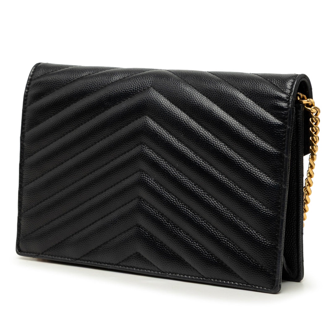 Saint Laurent Grain De Poudre Cassandre Envelope Chain Portefeuille