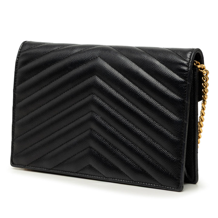Saint Laurent Grain De Poudre Cassandre Envelope Chain Portefeuille