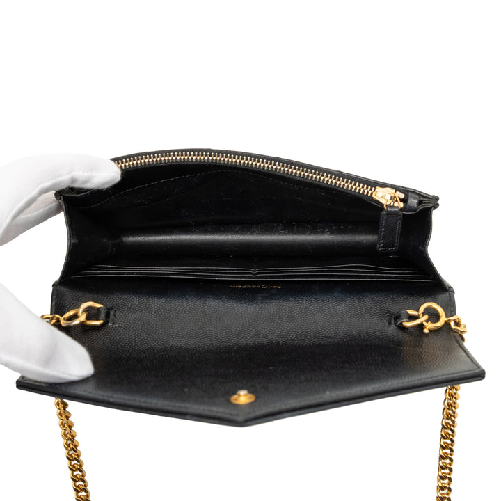 Saint Laurent Grain De Poudre Cassandre Envelope Chain Portefeuille