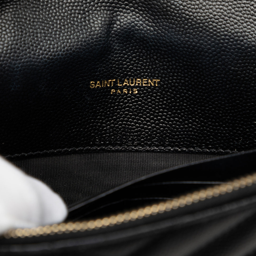Saint Laurent Grain De Poudre Cassandre Envelope Chain Portefeuille