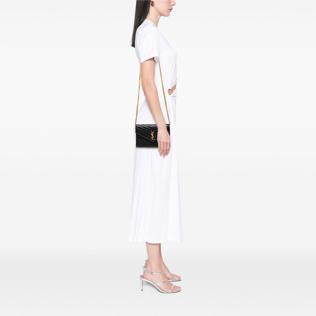 Saint Laurent Grain De Poudre Cassandre Envelope Chain Portefeuille
