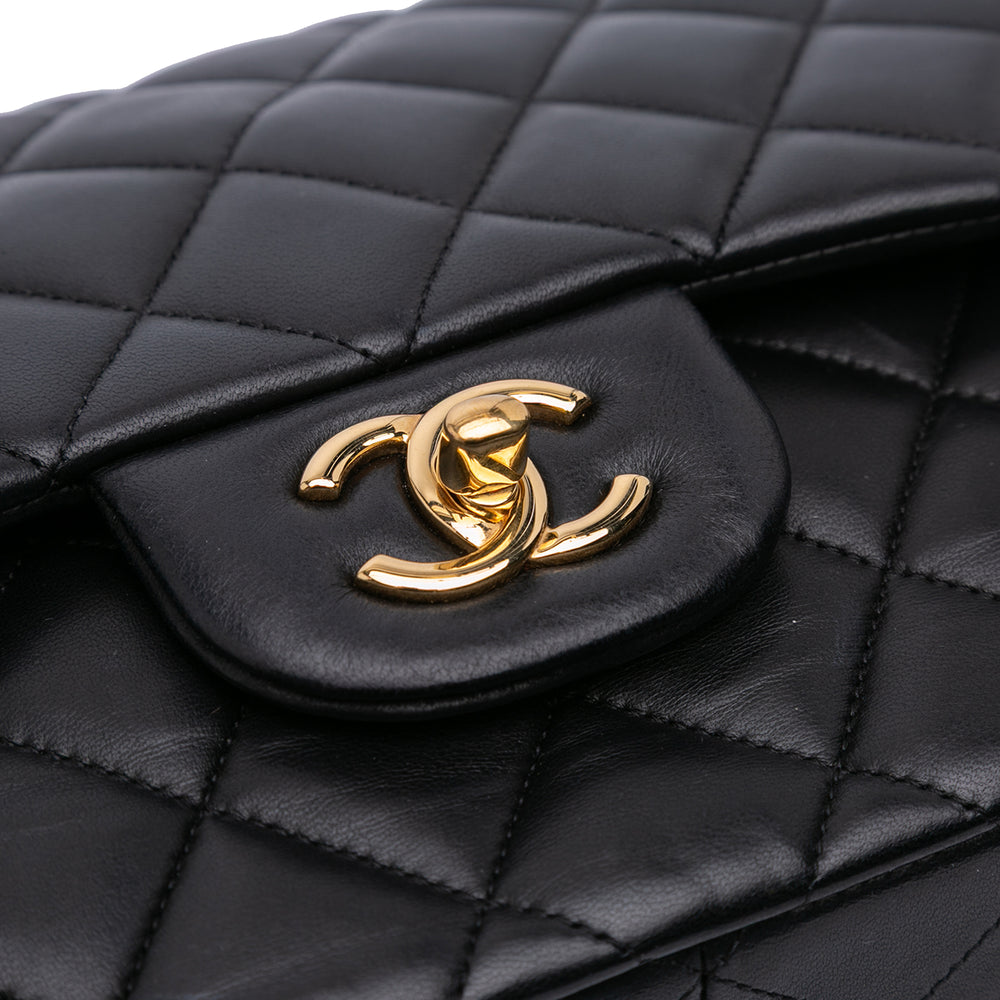 Jumbo Classic Lambskin Double Flap Black - Gaby Paris