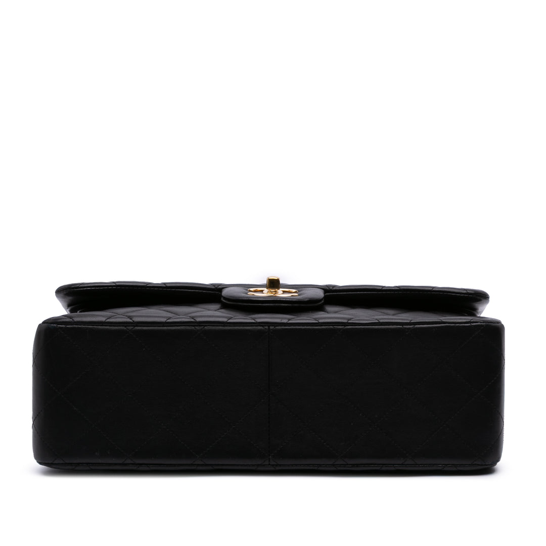 Jumbo Classic Lambskin Double Flap Black - Gaby Paris