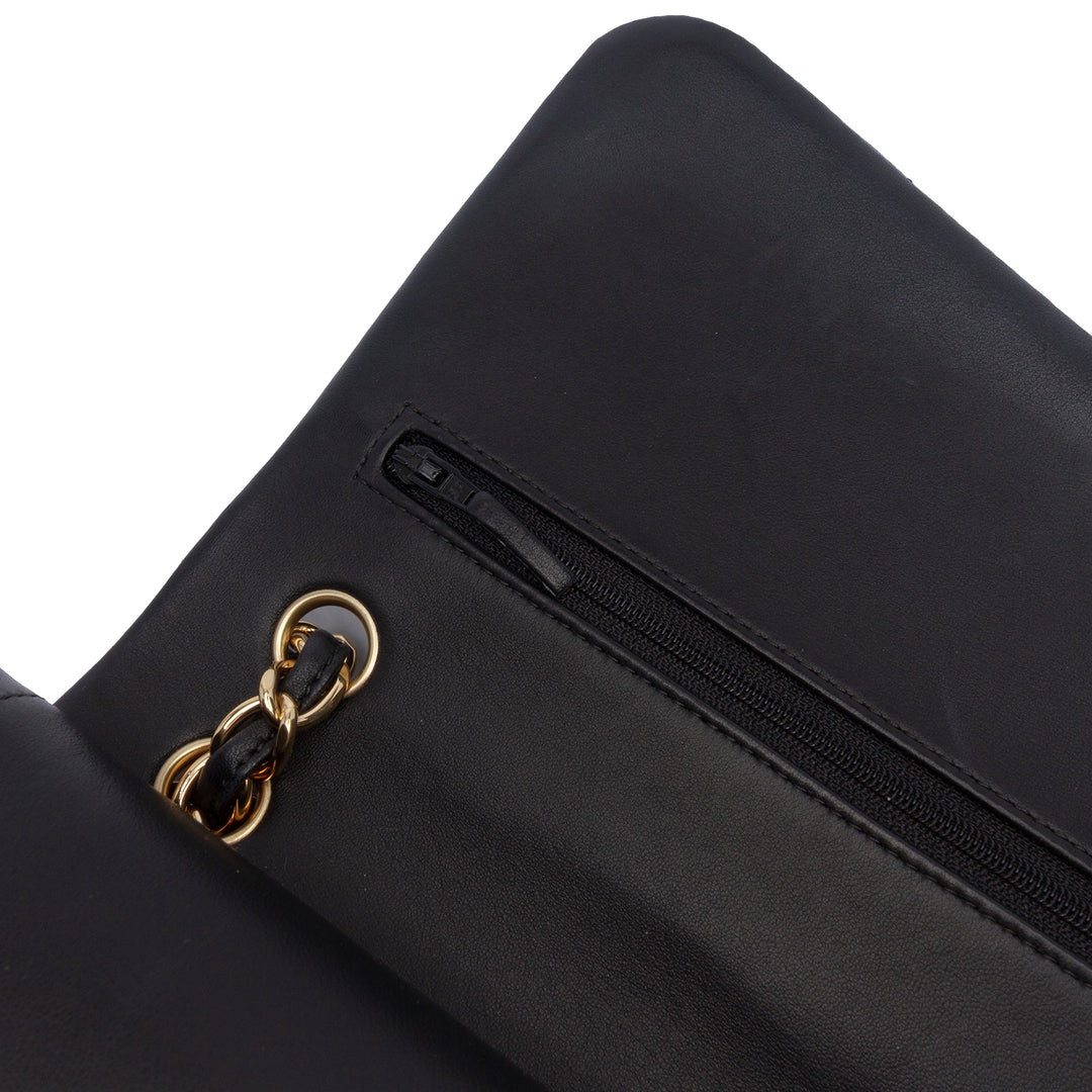 Jumbo Classic Lambskin Double Flap Black - Gaby Paris