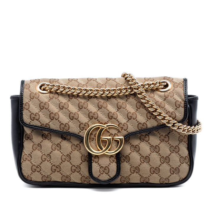 Gucci Medium GG Marmont Matelasse Diagonal GG Toile Sac bandoulière