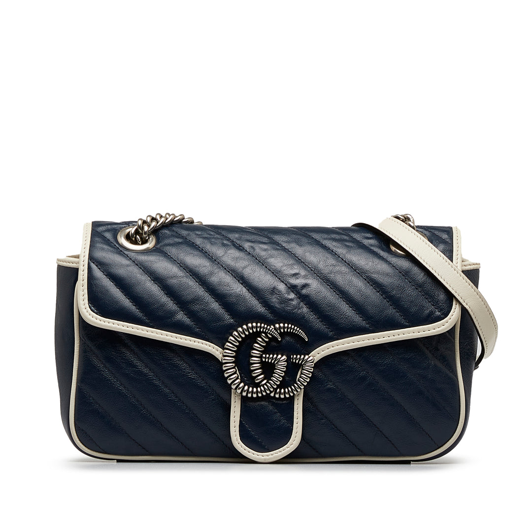 Small GG Marmont Matelasse Crossbody Bag Blue - Gaby Paris