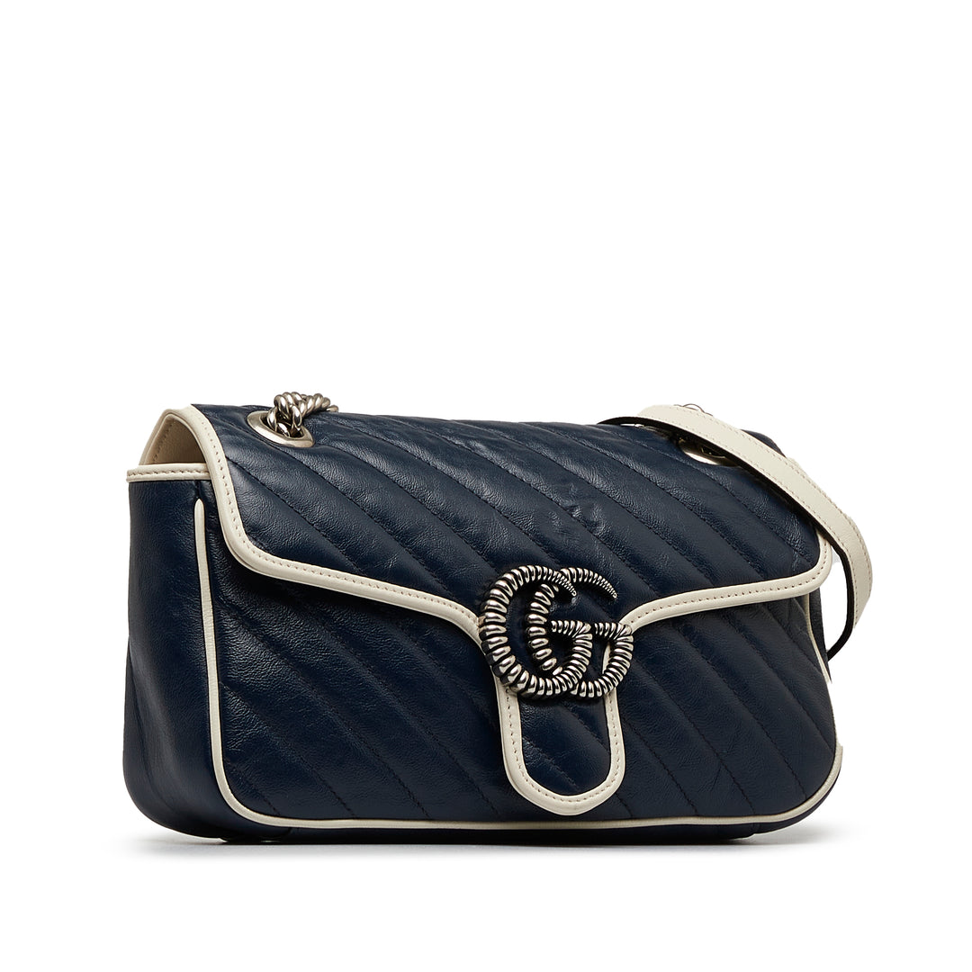 Small GG Marmont Matelasse Crossbody Bag Blue - Gaby Paris