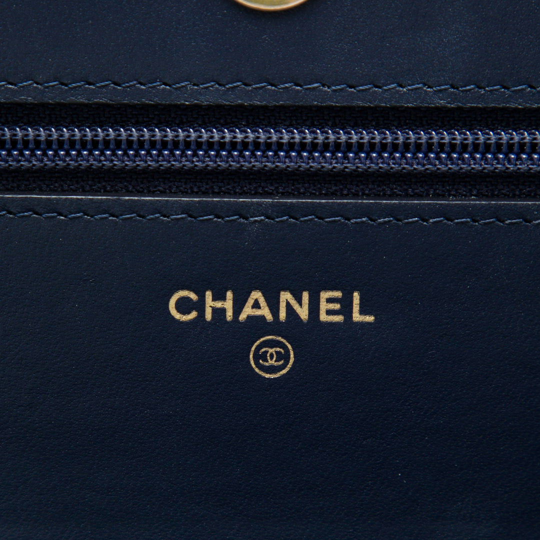 Matelassé Boy Wallet on Chain Cuir d'agneau Bleu