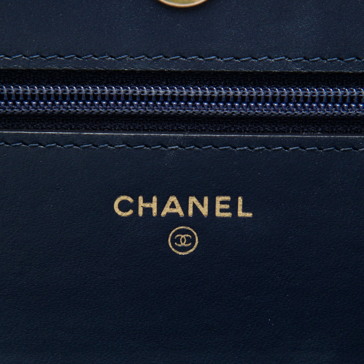 Matelassé Boy Wallet on Chain Cuir d'agneau Bleu