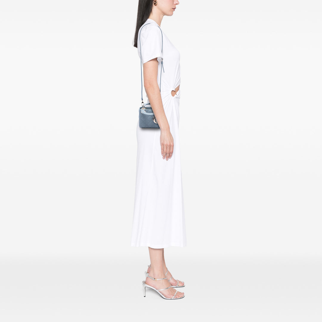 Dior Sac à main Lady Dior Cannage Micro Cuir d'agneau Bleu – vue 6 – GABY PARIS