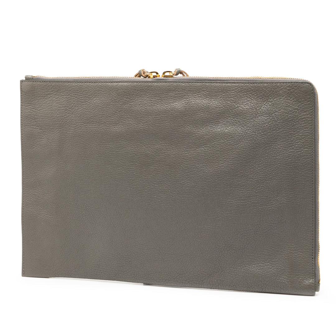 Balenciaga Cuir d’agneau Motocross Metallic Edge Flat Pochette