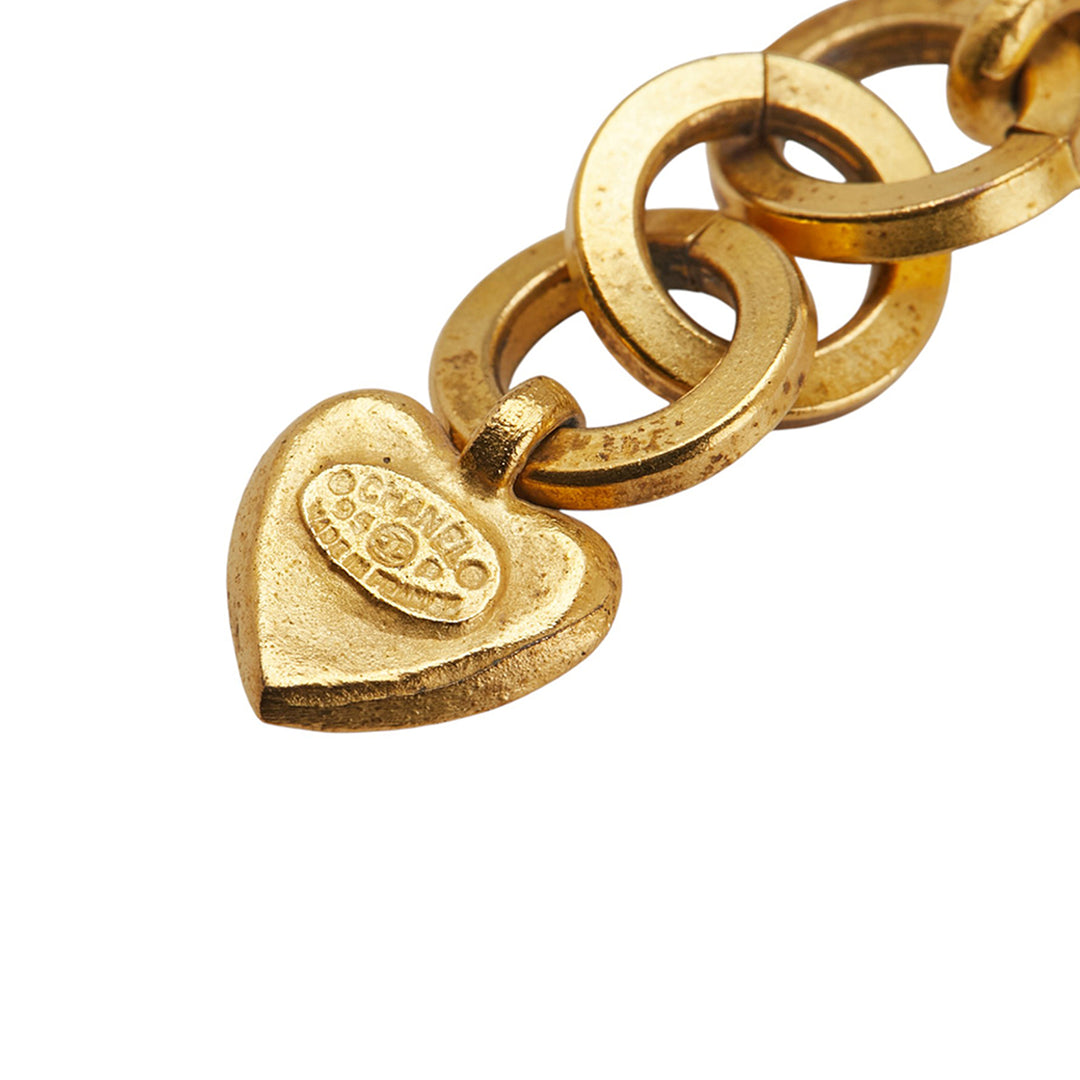Chanel Doré Plated CC Heart Drop Clip on Boucle d’oreilles Doré