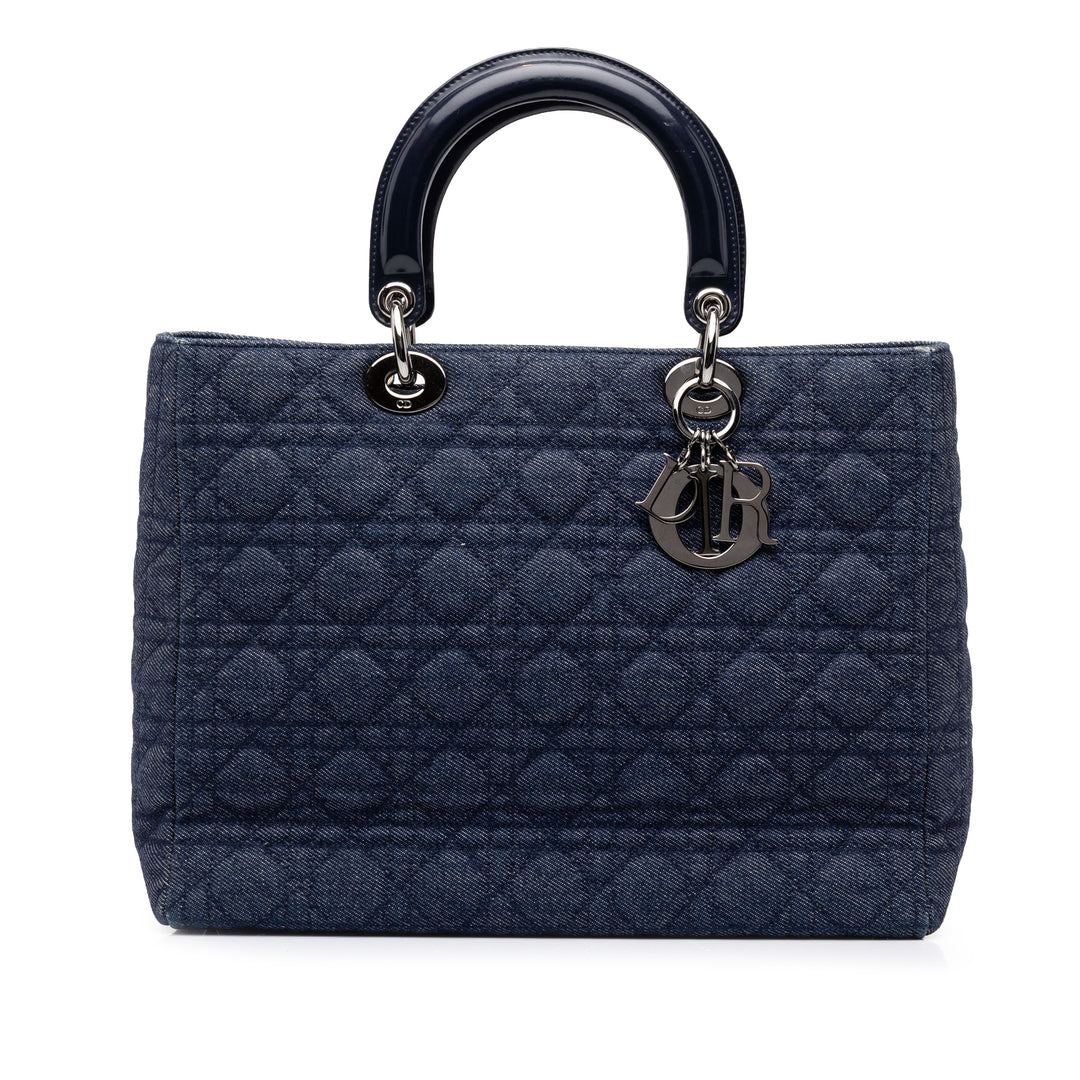 Dior Lady Dior Cannage Grand Jean Bleu – vue principale – GABY PARIS