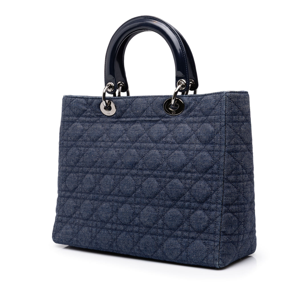 Dior Lady Dior Cannage Grand Jean Bleu – vue 2 – GABY PARIS