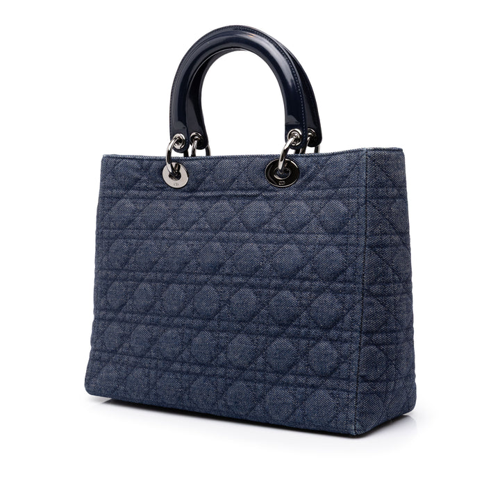 Dior Lady Dior Cannage Grand Jean Bleu – vue 2 – GABY PARIS