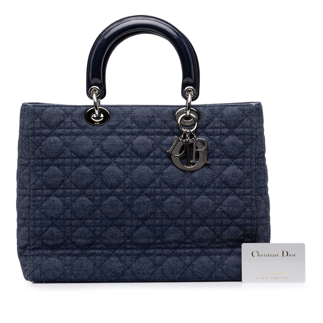 Dior Lady Dior Cannage Grand Jean Bleu – vue 7 – GABY PARIS