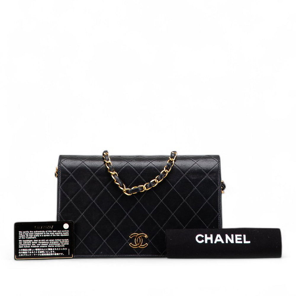 CC Quilted Lambskin Full Single Flap Black - Gaby Paris