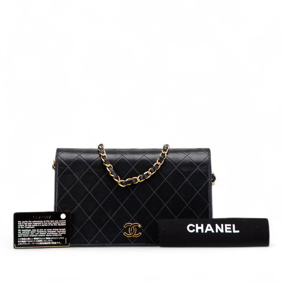 CC Quilted Lambskin Full Single Flap Black - Gaby Paris